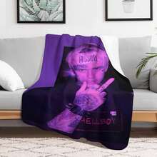 1pc Soft Shaggy Lil Blanket - Peep Printed Rapper Flannel Hippie Psychedelics Art Throw Blanket - All Season Warm For Couch Sofa Bedroom Decoration - Multicolor - View 5