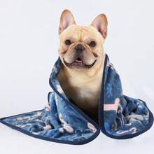 1 Pack 3 Blankets Fluffy Premium Fleece Pet Blanket Flannel Paw Bone Printed Throw For Dog Cat Small 23"X16" Khaki/Blue/Navy - 23x16 inch (Gói 3) + Xương Khaki/Xanh lam/Xanh navy - Xem 6