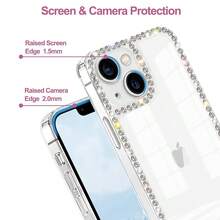 Compatible With IPhone 14 Case Clear Bling Diamond Rhinestone Cute For Girls Women Girly Case Glitter Shiny Sparkle Bumper Design Soft Silicone Luxury Fashion Protective 3D Phone Case{"Color_name":"Clear","Size_name":"IPhone14"} - 多色1 - 查看 6