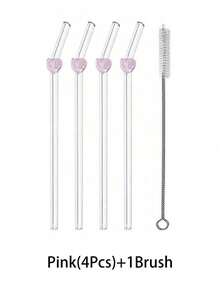 1/2/4/5/6/8支装可爱卡通玻璃吸管，带粉色蝴蝶结/蝴蝶/爱心/大蝴蝶结吊坠，适用于水杯，防碎可重复使用透明玻璃吸管，配有清洁刷，适用于冷饮、奶茶、咖啡、果汁、冰沙，厨房、餐厅、鸡尾酒会、返校季、送给男女朋友、父母、朋友、节日用品、新年、情人节。 - 粉色 - 查看 17