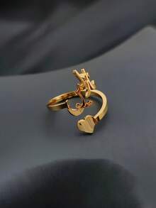 1pc Personalized Arabic Name Ring, Customizable 1-2 Name Stainless Steel Open Ring, Exquisite, Minimalist, Elegant, Gift For Family And Friends, Islamic Jewelry, Holiday And Birthday Gift, Versatile Women's Jewelry