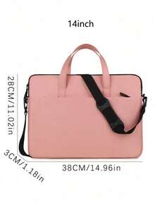 13/14英寸笔记本电脑保护套，笔记本电脑包，笔记本电脑内胆包，笔记本电脑公文包，商务旅行，大学/办公，带提手，轻便，多功能笔记本电脑保护套，防水旅行，男士笔记本电脑包 - 珊瑚粉 - 查看 3
