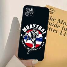 Funda de Teléfono Muay Thai compatible con  16,15,14,13,12,11,Pro,X,XS,Max,XR,Plus,Mini Cubierta Suave Negra, Funda compatible con funda  17 pro max, funda  17 pro, funda  17, funda  16, funda  16 pro max, funda  15 - z2 - Ver 6