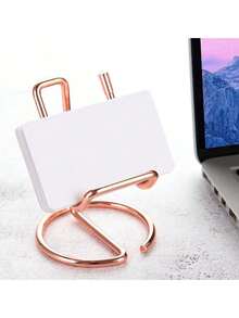 1pc - Minimalist Metal Alloy Phone Stand, Suitable For Living Room, Bedroom, Office Desk And School Supplies. Best-Selling Iron Art Phone Holder, Slouchy Desktop Metal Stand, Multi-Functional Creative Business Card Holder. - Multicolor - View 6