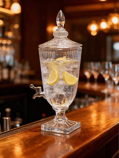 3L Transparent Glass Dispenser With Sunflower Pattern | Wide Mouth Jug With Tap For Punch, Cocktails, Juice | Wedding, Birthday & Garden Party Drink Server