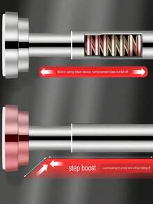 1pc Extra Long No Drill Stainless Steel Adjustable Curtain Rod, 2.5CM Diameter, Black/Silver Curtain Rod, Wardrobe Hanging Rod, Retractable Rod, Clothesline, No Drilling Required, Stainless Steel Material, Easy Installation, Multi-Purpose For Bedroom, Balcony, Wardrobe, Outdoor Clothesline