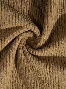 男士休闲复古灯芯绒卫衣，长袖上衣 - 卡其色 - 查看 10