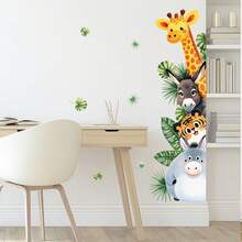 Miếng dán tường hình rừng hoạt hình, miếng dán có thể tháo rời cho phòng trẻ em, trang trí nhà trẻ, trường mẫu giáo, miếng dán cửa hình động vật hoạt hình dễ thương, voi, hươu cao cổ, miếng dán tường tự dính cho phòng em bé - Nhiều màu - Xem 3