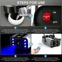 U'King 1200W RGB Fog Machine Professional Stage Smoke Machine With Wireless Remote Control For Atmosphere Theatrical Stage Party DJ Halloween Wedding Outdoor Indoor Christmas DJ Disco Ballroom KTV - US B Type Plug(110-127V) - View 6