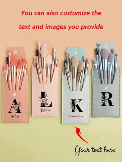 8 piezas Juego de brochas de maquillaje suaves y portátiles a precio asequible, regalo sorpresa para novia/esposa en el Día de San Valentín, perfecto para cumpleaños, aniversario, juego de herramientas de maquillaje para principiantes, personalizable con grabado de letra y nombre, multifuncional, ornamental, letra, exquisito, elegante, vintage, único, personalizado, regalo ideal para ella, novia, para aniversarios, para bodas