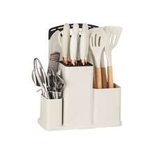 20PCS Silicone Stainless Steel Cooking Utensils-Multifunctional Kitchen Utensil Set, Wooden Handles Kitchen Gadgets Tools Set,Stainless Steel Kitchen Gadgets Accessories, Chef Knife Set,Perfect Kitchen Cooking Tools - White - View 12