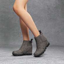Comfort Women's Wedge Boots Comfortable Ankle Wedge Fashionable Booties - 灰色 - 查看 6