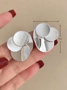 1 对金属银设计时尚耳钉，优雅女士款，适合派对、宴会和日常佩戴 - 耳環 - 查看 5