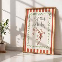 1pc Scandinavian Christmas Quotes Wall Paintings, Printable Decorative Paintings On The Theme Of Eating, Drinking And Having Fun, Illustrations Of Holiday Wine Glasses, Nordic Winter Festival Art Works Such As Canvas Wall Art, Funky Girl Art, Inspirational Quote Art, Home Decor And Canvas Hanging. - Multicolor - View 4