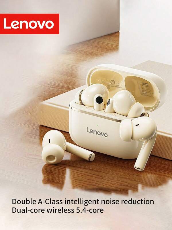 Lenovo Classic In-Ear Headphones, Wireless BT5.4 Connection, High-Quality, Long Battery Life, Ergonomic Design, Comfortable Fit, Widely Compatible With Multiple Devices, Smart Noise Cancellation, Sports Earphones