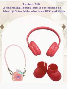 3pcs Plastic Doll Making Kit With Headphones Backpack And Shoes For Labubu, Cute Multicolor Miniature Fashion Set, DIY Craft Project For Students Teachers Bridesmaids And Friends, Perfect For Birthday Christmas Halloween Wedding Celebrations,