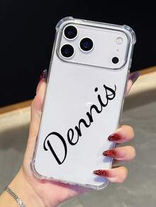 1pc Customized Signature Simple Transparent Shockproof Phone Case Compatible With IPhone, Compatible With Moto G85, Compatible With Infinix Hot 50 Pro+, Etc., Great For Gifts,International Version, Not The Domestic Version - Clear - View 2
