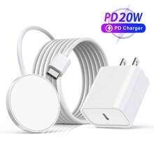 20W PD 快速充电壁式适配器 + 磁性无线充电器 兼容 17 Pro Max/17 Pro/17/Air/17/16/15/14/13/12/11/XS/XR/8/7/6 系列 - 美規A型插(110-127V) - 查看 2