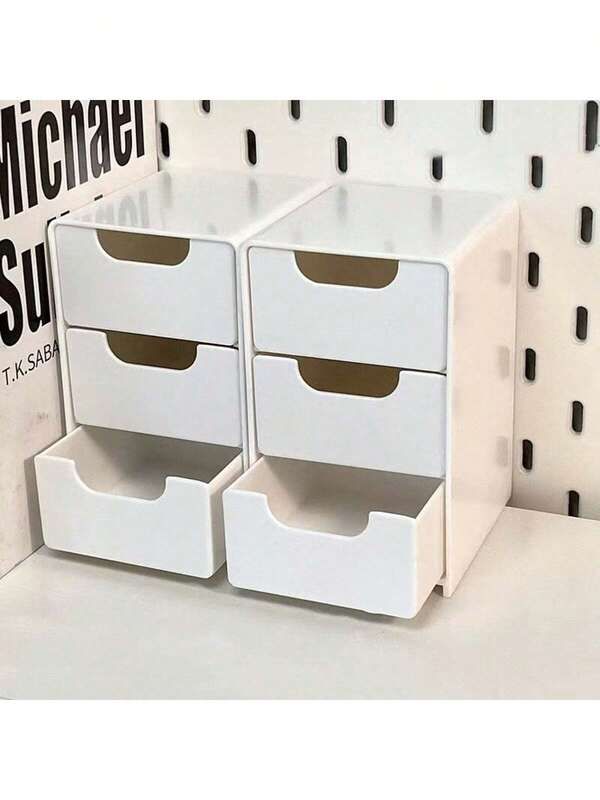 1 pièce Boîte de rangement à 3 tiroirs blanche, boîte de rangement multifonctionnelle et économe en espace pour fournitures de bureau, en matériau PP durable, organisateur de collations, jouets, bijoux et cosmétiques, boîte de rangement de bureau, convient pour le bureau, les études, l'école, cadeau parfait pour Noël/Halloween