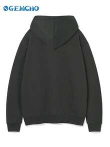 GEMCHO 女士纯色长袖拉链前袋连帽外套，秋冬季 - 深灰色 - 查看 5