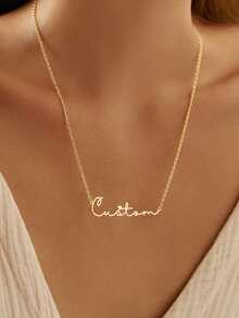 A Minimalist Handwritten Heart-Shaped English Letter Name Necklace With Unique Design, Classic Retro Style, Suitable For Daily Banquets, Parties, Weddings, Occasions Such As Mother's Day For Anniversaries, For Birthdays, For Daily Wear, For Weddings, For Graduation, For Prom, For Party, School Supplies, For Teenagers, Junior High School Students, Middle School Students, High School Senior High School Students, College Students, University Students, Freshman, Sophomore, Underclassmen,Delicate Romance, Utilitarian Chic, Look Glamour