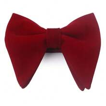 1 Piece Men's Velvet Bow Tie Pre-Tied Oversized Bow Tie Formal Tuxedo Bow Tie Large Bow Tie - 黑色 - 查看 7
