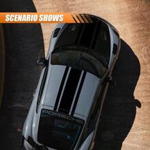 49"X 8.7" Car Hood Stripe Sticker Decal Vinyl Auto Racing Body Side Stripe Decal Fenders Roofs Tailgates Modified Exterior Decoration Universal For Car SUV Truck White - Black - View 5