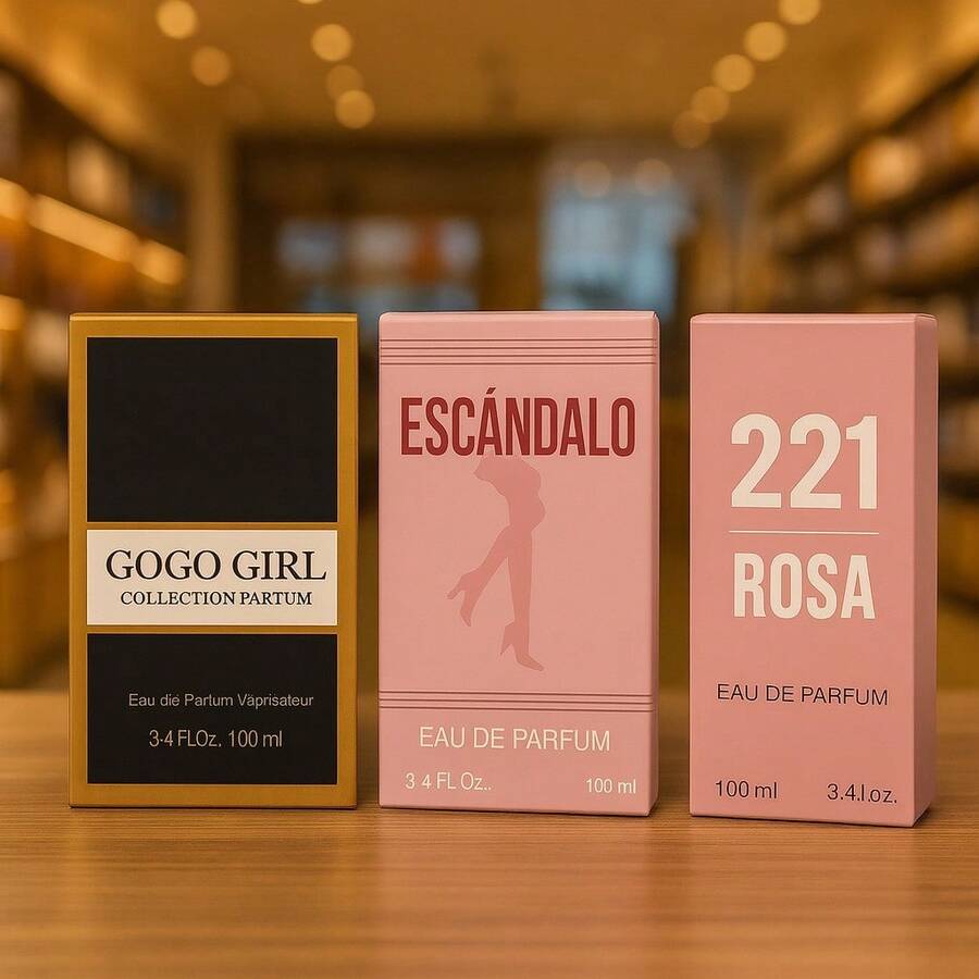 Kit 3 Women's Perfume 100ML Each - Scandal, Good Girl And 221 Rosa 100ml Each - Imported Women's Perfume 100 ML Striking, Seductive And Fixative High Quality, Perfume For Women - 淺粉色 - 查看 1