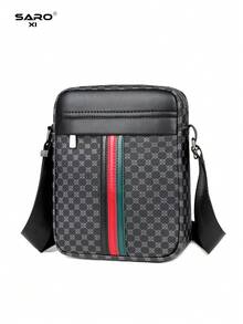 saroxi Men's Shoulder Bag, Retro Floral Pattern Side Pocket Messenger Bag, Casual Crossbody Bag, Multifunctional For Commuting And Leisure, Minimalist Style In Black And Brown, Gift For Men, Boyfriend, Pouch Valentine's Day Valentine'S Day Phone Bag