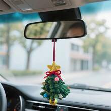 Car Rearview Mirror Charms Cute Crochet Christmas Tree Hanging Decorations Small Ornaments - Green - View 5
