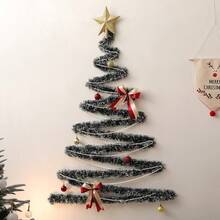 Plush Christmas Tree With Pearl Tree Topper Decoration Light, Suitable For Wall, Glass, Doorway, Party Background - Multicolor - View 9