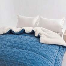 Luxurious Taffeta Comforter - All-Season Soft Thick Bedspread, Quilt With Microfiber Fill, Machine Washable Queen/King Size Comforter For Bed, Guest Room & Hotel Use - Contemporary Bedding, Throw Blanket For Bed, Soft And Warm Blanket, Soft And Thick Comforter, Soft Bed Throw Blanket, White Throw Blanket For Bed, Soft Comforter, Throw Blankets For Bed, Soft Thick Blanket, Thickened Blanket, Thick Comforter Blanket, Blanket Throw For Bed, Thick Single Blanket, - Màu xanh lam - Xem 5