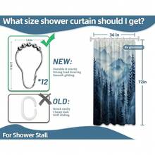 Blue Forest Small Shower Curtain Stand Up Stall Shower Curtains Rv Narrow Nature Rustic Woodland Pine Tree Bathroom Decor, Waterproof Cloth Fabric With Hooks 36''W X 72''L{"Color_name":"Blue","Size_name":"36\"Wx72\"L(Packof1)"} - 多色21 - 查看 5