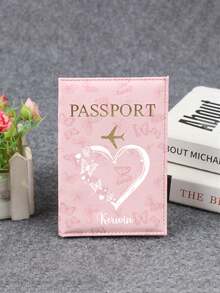 Customized Name Mini Passport Holder, Butterfly Love Pattern,Travel Document Organizer And Card Holder,Passport Wallet Women Men Rfid Vintage Business Passport Covers Holder Portable Multi-Function Id Bank Card