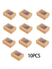 20/10/5pcs/1pc Brown Kraft Paper Boxes With Clear Window, 3.3 X 2.3 X 1.1 Inches (Approx. 8.9 X 5.9 X 3.9 Cm) Gift Packaging Boxes, Suitable For Baking Cookies, Cakes, Candies, Weddings, Parties, Gifts - Brown [8.7X6.2X3CM] - View 12