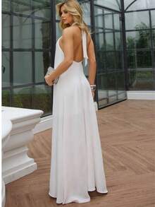 Women's Long Backless Simple Beach Dress None Fabric Backless / Backless Ruffled 019 Wedding Evening Beach Home Office Formal & Evening Travel Daily Birthday Party Summer - 白色 - 查看 2