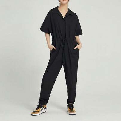 Adidas 阿迪達斯Neo連身衣女新款短袖長褲運動休閒連身衣褲