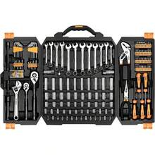 46pcs Chrome Vanadium Steel Tool Set With 1/4" Drive Ratchet Wrench, Metric Sockets, Screwdriver Bits, Quick Release Mechanism - Professional Hand Tool Kit For Automotive Repair And DIY, No Assembly Required, Non-Power, With Case