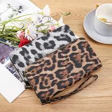 Portafoglio Lungo da Polso Retro con Stampa Leopardata Moda Versatile Piccola Borsa