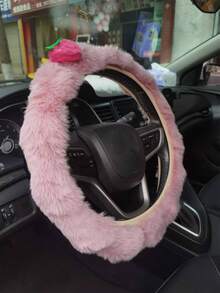Husă volan auto caldă de iarnă, husă de protecție pentru volan auto de pluș, fără inel interior, husă de mâner pentru volan de iarnă pentru fete drăguțe.