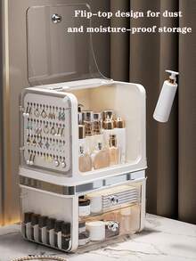 Premium Clear Makeup Storage Box - Dust-Proof Cosmetic Storage Cabinet, Suitable For Skincare, Lipstick Etc. - Large Capacity, Independent Design - Ideal For Beauty Salon, Bedroom, Vanity, Cosmetic Store, Cosmetic Cabinet | Modern Aesthetics | Durable PET, Cosmetic Storage Cabinet