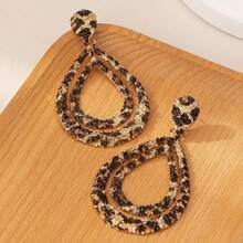 Exaggerated Personality New Double-Layer Leopard Print Retro Alloy Fashion Earrings - Họa tiết da báo hình giọt nước lớn - Xem 7
