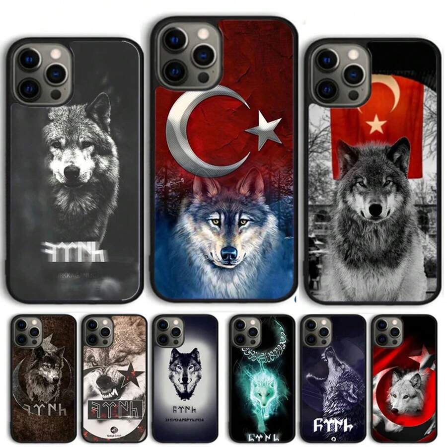 Funda de teléfono de lobo gris bozkurt en turco compatible con 17 Air 15 16, funda 11 13 14 Pro Max 12 Plus Max, compatible con funda de 17, funda de 17 Pro, funda de 17 Pro Max - 009 - Ver 1