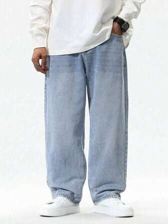 青少年男孩休闲浅蓝色牛仔裤