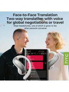 HTC Auriculares Bluetooth NE30, batería de larga duración, ajuste cómodo, iluminación multicolor, calidad de sonido nítida, portátiles, color blanco