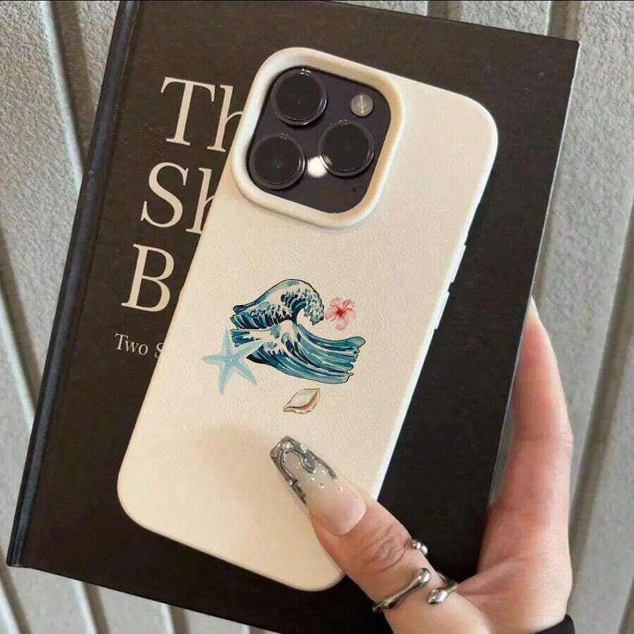 1pc TPU Material Vintage Jellyfish & Sea Turtle Wave Pattern Phone Case Compatible With Applnmi Phones - Style 5 (1 Piece) - View 1