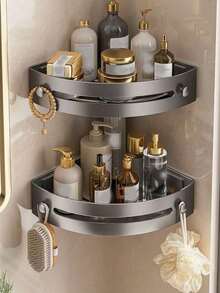 2 pièces Étagère d'angle pour douche, étagère de rangement pour salle de bain en plastique PP épais, étagère de douche intérieure, porte-shampoing, boîte de rangement pour cuisine et salle de bain, panier de douche, étagère triangulaire gain de place - Étagère de rangement murale durable pour shampoing, gel douche et cosmétiques - Facile à installer, design anti-chute, accessoires de salle de bain, cadeau pour la fête des mères