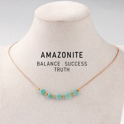 1pc Amazonite Necklace Handmade Unique Gift For Mom Personalized Necklace March Birthstone Emerald Jewelry