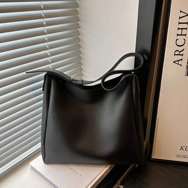 1 Stück Vintage-Stil Schultertasche mit zwei Fächern, Pendlertasche mit großer Kapazität