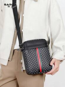 saroxi Men's Shoulder Bag, Retro Floral Pattern Side Pocket Messenger Bag, Casual Crossbody Bag, Multifunctional For Commuting And Leisure, Minimalist Style In Black And Brown, Gift For Men, Boyfriend, Pouch Valentine's Day Valentine'S Day Phone Bag